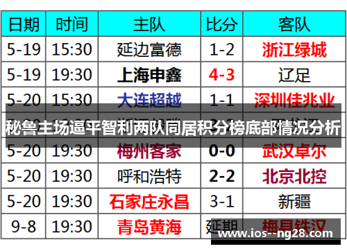 秘鲁主场逼平智利两队同居积分榜底部情况分析